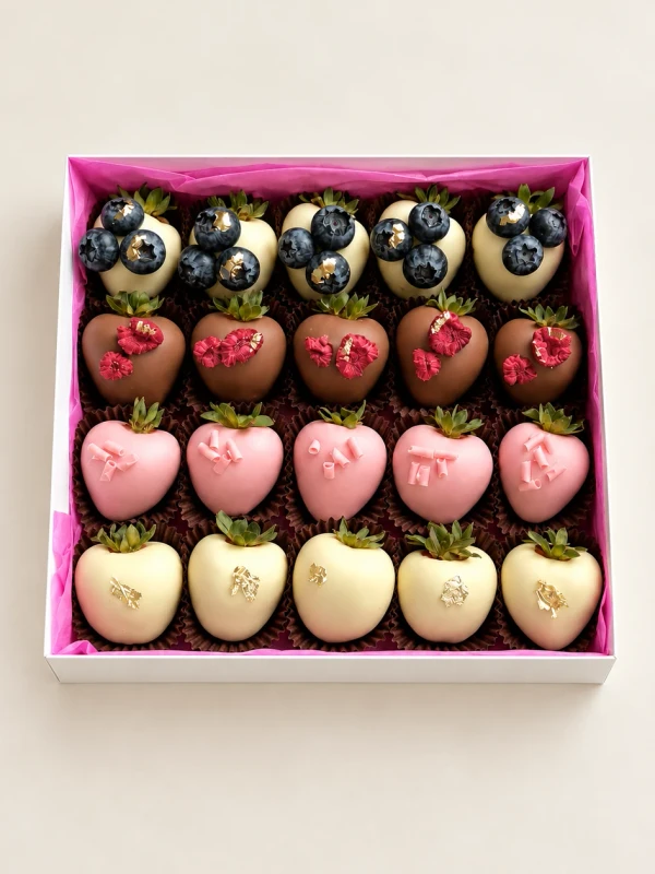Клубничный бокс "Valery" — «Клубничный бокс Valery» — клубничный бокс Dolce Sweets из 10 ягод клубники в белом шоколаде, 5 ягод…